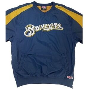 Stitches MLB Milwaukee Brewers Pullover Windbreaker Y2K‎ Gorpcore Baseball L